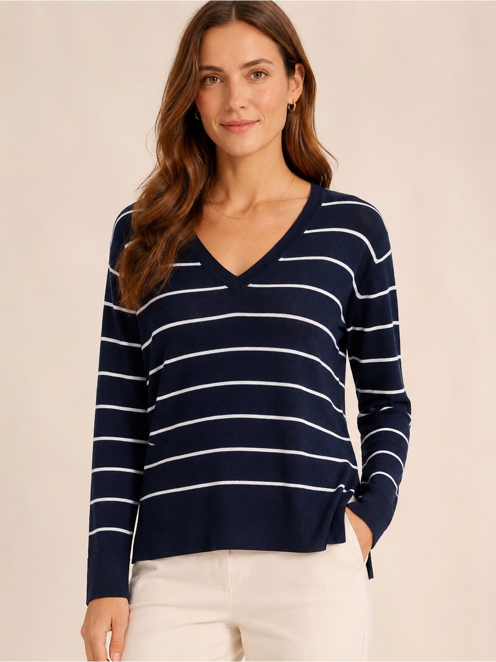 Banana Republic Women's Striped V-Neck Pullover size M NWT